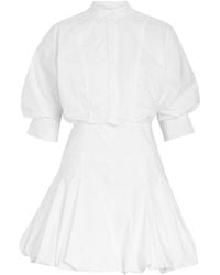 Jonathan Simkhai - Effie Bubble-Hem Cotton-Blend Poplin Mini Shirt Dress - Lyst