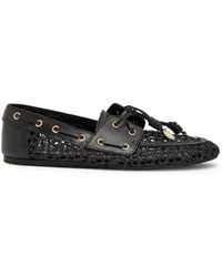 Ancient Greek Sandals - Pliaria Leather-Trimmed Raffia Loafers - Lyst