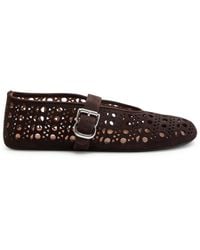 Alaïa - Vienne Cut-Out Suede Ballet Flats - Lyst