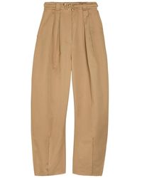 Sportmax - Belted Cotton Wide-Leg Trousers - Lyst