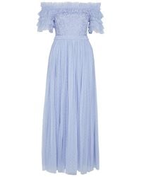 Needle & Thread - Midsummer Floral-Embroidered Tulle Gown - Lyst