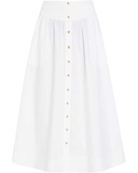 Tory Burch - Romy Stretch Cotton-Poplin Midi Skirt - Lyst