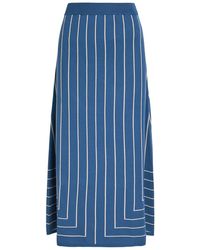 JOSEPH - Striped-Jacquard Stretch-Knit Midi Skirt - Lyst