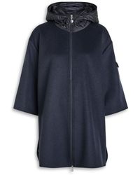 Moncler - Hooded Shell And Wool-Blend Cape Coat - Lyst