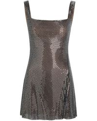 Self-Portrait - Rhinestone-Embellished Mesh Mini Dress - Lyst