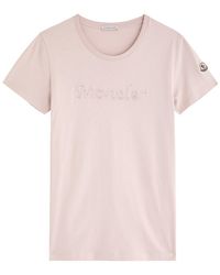 Moncler - Logo-Embroidered Beaded Cotton T-Shirt - Lyst