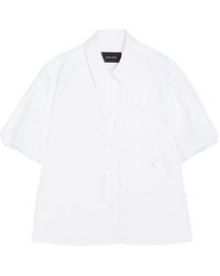Simone Rocha - Floral-Appliquéd Cropped Cotton-Poplin Shirt - Lyst
