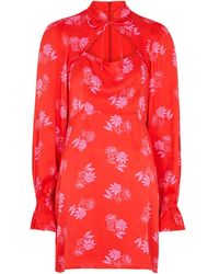 Kitri - Valentina Floral-jacquard Satin Mini Dress - Lyst