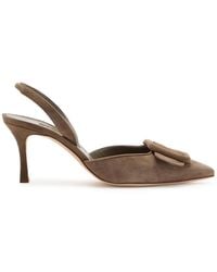 Manolo Blahnik - Maysli 70 Suede Slingback Pumps - Lyst