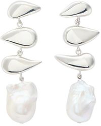 AGMES - Flora Pearl-Embellished Sterling Drop Earrings - Lyst