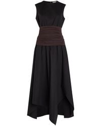 Tory Burch - Asymmetric Stretch-Cotton Poplin Midi Dress - Lyst