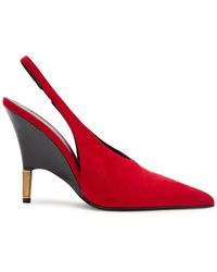 KHAITE - Bella 100 18Kt-Plated Suede Slingback Pumps - Lyst