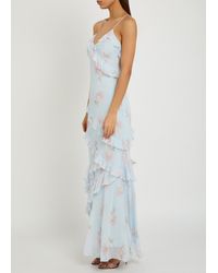 sachin and babi light blue dress LoveShackFancy Collia Tiered Silk Chiffon Maxi Dress in Blue
