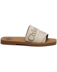 Chloé - Woody Logo Canvas Sliders - Lyst