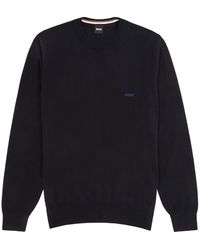 BOSS - Logo-Embroidered Knitted Jumper - Lyst