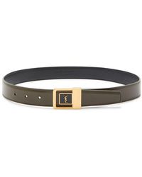 Saint Laurent - Logo-Plaque Leather Belt - Lyst