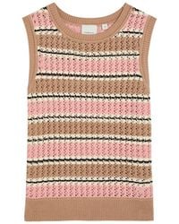 Varley - Deeley Striped Open-Knit Cotton Tank Top - Lyst