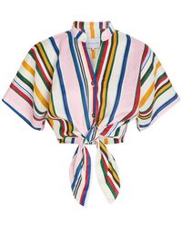 Cala De La Cruz - Leroy Striped Cropped Linen Top - Lyst