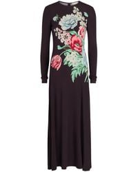 Tory Burch - Floral-Print Jersey-Mesh Midi Dress - Lyst