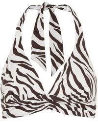 Max Mara - Alberta Zebra-Print Bikini Top - Lyst
