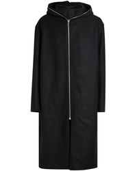 VIP【送料関税込】RICK OWENS WOOL BLEND BELTED HOODIE Rick Owens Belted Hooded Wool Coat in Black for Men | Lyst
