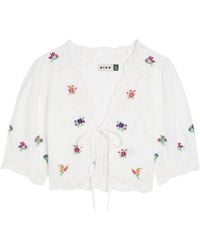 RIXO London - Ursula Floral-Embroidered Cotton Top - Lyst