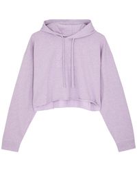 Ganni - Isoli Hooded Cropped Cotton Sweatshirt - Lyst