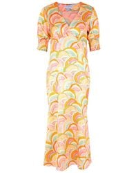 Never Fully Dressed - May Printed Satin Midi Dress - Lyst