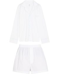 Skims - Logo-Embroidered Stretch-Cotton Poplin Pyjama Set - Lyst
