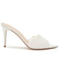 Gianvito Rossi - Yvonne 85 Floral-Lace Leather Mules - Lyst