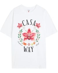 CASABLANCA - Casa Way Orchid Printed Cotton T-Shirt - Lyst