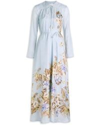 Zimmermann - Coco Billow Floral-Print Satin Maxi Dress - Lyst