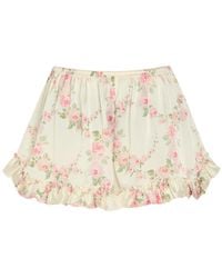 Simone Rocha - Floral-Print Ruffled Stretch-Satin Shorts - Lyst
