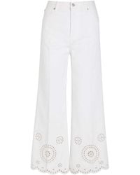 FRAME - The Eyelet Flare Embroidered Flared-Leg Jeans - Lyst