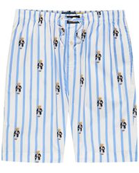 Polo Ralph Lauren - Striped Polo-Bear Cotton-Poplin Sleep Shorts - Lyst