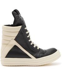 Rick Owens - Geobasket Panelled Leather Sneakers - Lyst