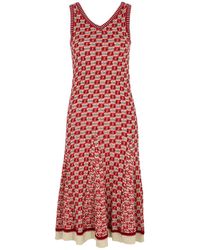 Wales Bonner - Soar Checked Knitted Cotton Midi Dress - Lyst