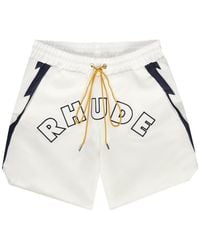 Rhude - Logo Lightning-Embroidered Satin Shorts - Lyst