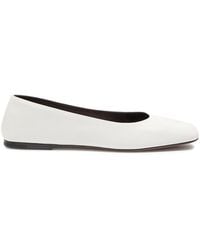 The Row - Square Grained-Leather Ballet Flats - Lyst