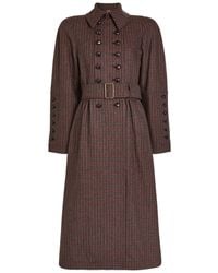 Chloé - Houndstooth Double-Breasted Belted Wool Coat - Lyst