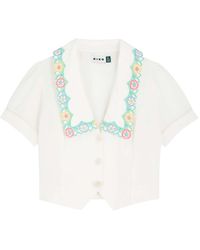 RIXO London - Zinia Daisy Floral-Embroidered Woven Blouse - Lyst