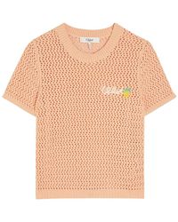 Chloé - Logo-Intarsia Open-Knit Cotton T-Shirt - Lyst