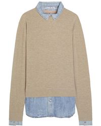 Acne Studios - Layered Denim Shirt Wool Jumper - Lyst