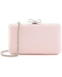 Self-Portrait - Crystal Bow-Embellished Satin Clutch - Lyst