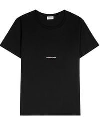 Saint Laurent Vampire Lips Printed Cotton Tshirt in Red for