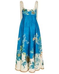 ALÉMAIS - Luda Floral-Print Linen Maxi Dress - Lyst