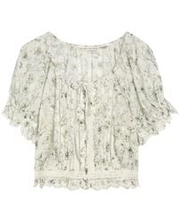 Alice + Olivia - Mclaine Floral-Print Cotton Blouse - Lyst