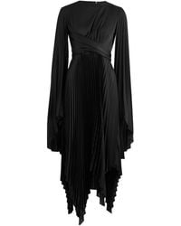 A.W.A.K.E. MODE - Pleated Wrap-Effect Satin Midi Dress - Lyst