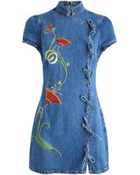Kitri - Harlow Floral-Embroidered Mini Dress - Lyst