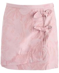 Ganni - Floral-Jacquard Cloqué Mini Skirt - Lyst